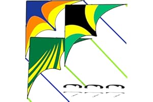 Flying Hoofer Large Beach Delta Kite for Adults and Kids Ages 4-8 & 8-12, Extremely Easy to Fly for Beginners(60X30''), Single Line Kite,Comes with 300 FT String Kite Handle.(3pack)