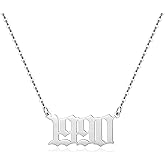 Aimber Birth Year Necklace for Women,Stainless Steel Birth Year Number Pendant Necklace Birthday Anniversary