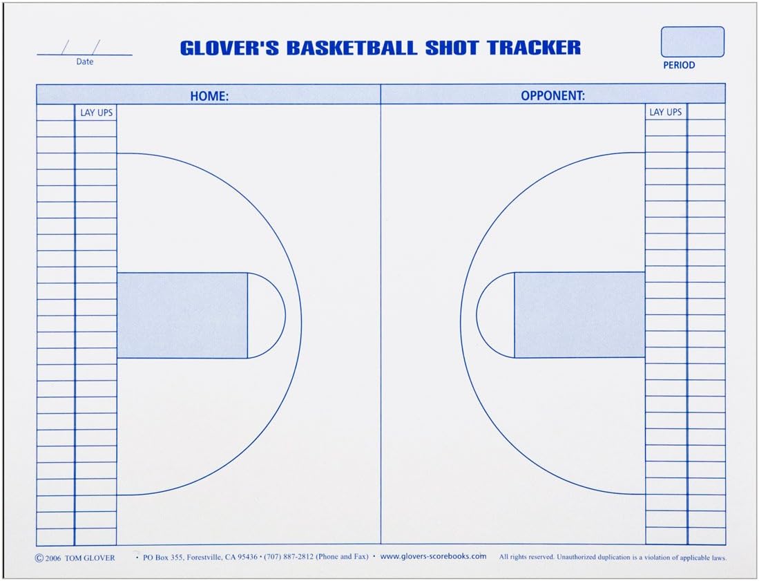 Glovers Scorebooks Basketball ShotRebound Tracker Scorebook (8.5x 11