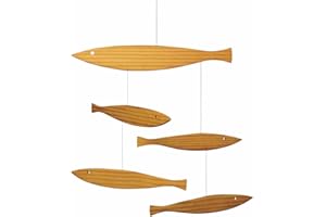 FLENSTED MOBILES Floating Fish Hanging Mobile - 16 Inches - Pine - Handmade in Denmark by Flensted
