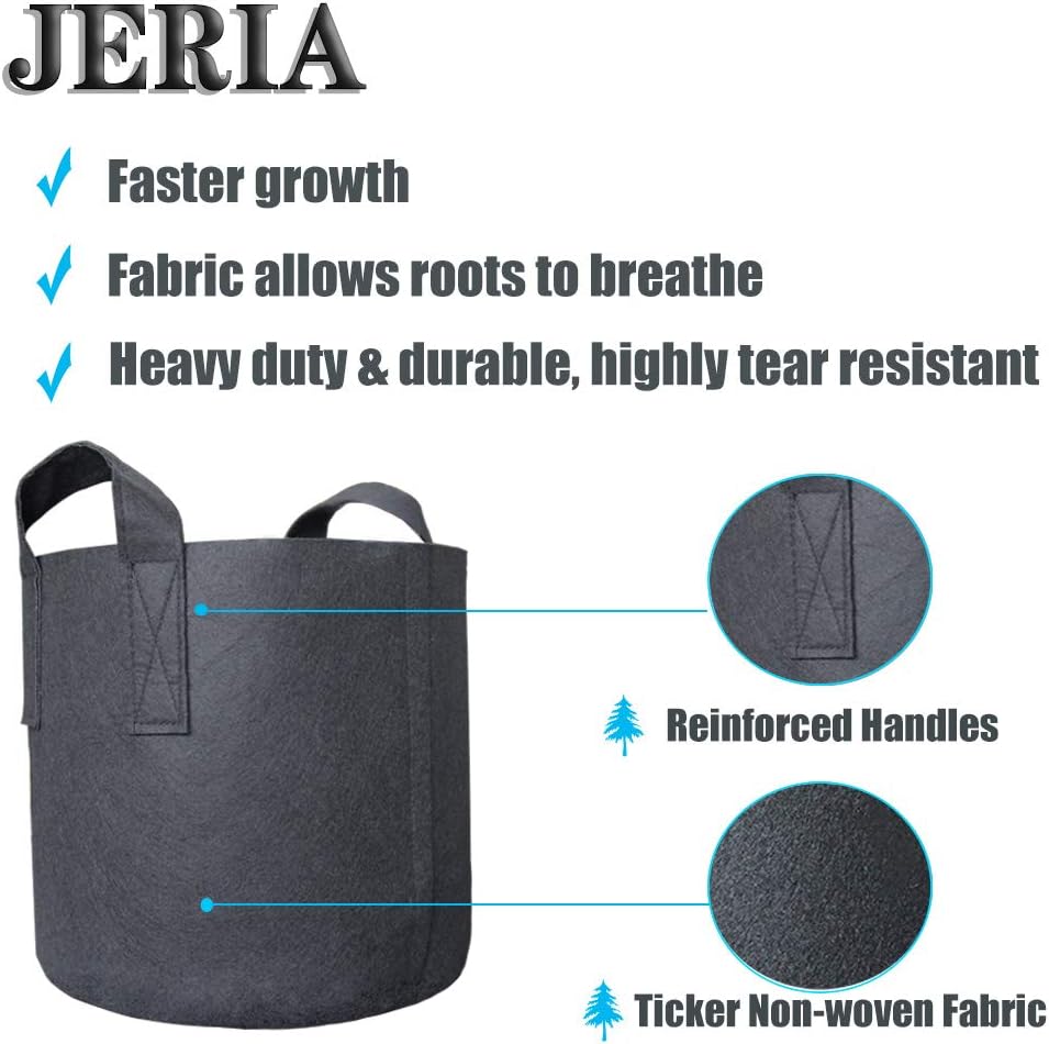 JERIA 16-Pack 3 Gallon Grow Bags, Heavy Duty Thickened Nonwoven Fabric Pots Container with Reinforced Handles, Vegetable/Flower/Plant Grow Pots Come with 16 Pcs Plant Labels : Kitchen & Dining