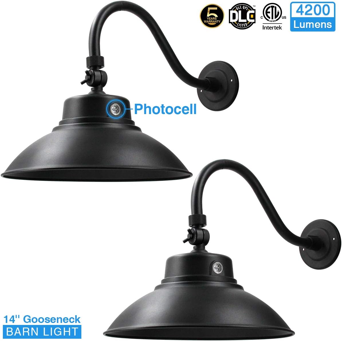 Amazon Com 14in Black Led Gooseneck Barn Light 42w 4200lm