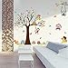 Amaonm Removable Giant Brown Tree & Cororful Leaves Wall Decal Natural Jungle Wildlife Animals Owls,Monkey,Butterfly,Birds DIY Home Art Decor Wall Stickers for Bedroom Living Room Nursery Room