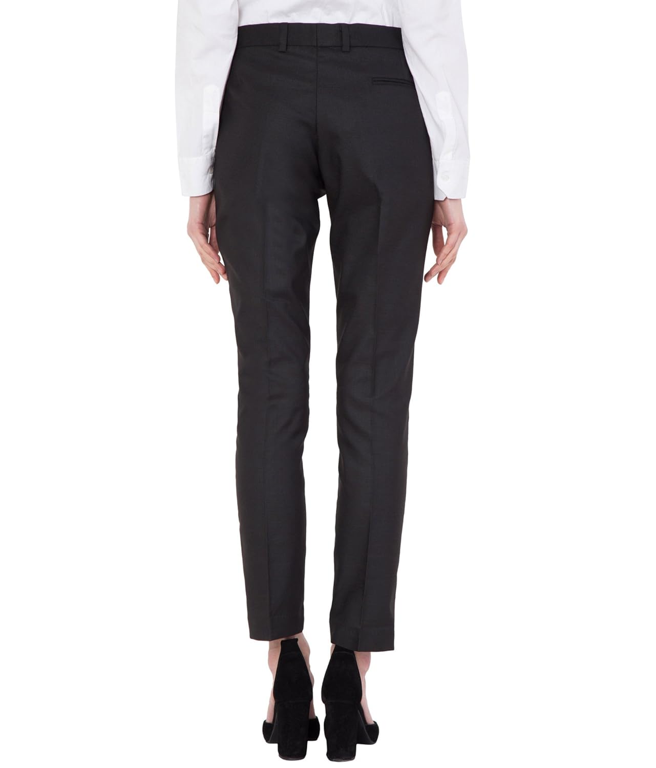 american-elm dark brown stretchable cotton slim fit formal trouser for women