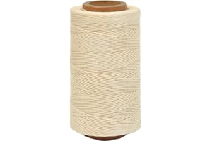 Waxed Thread 284 Yards 150D 0.8mm Leather Sewing Waxed Thread for Shoe Repairing Bookbinding Leather Craft DIY (Beige)
