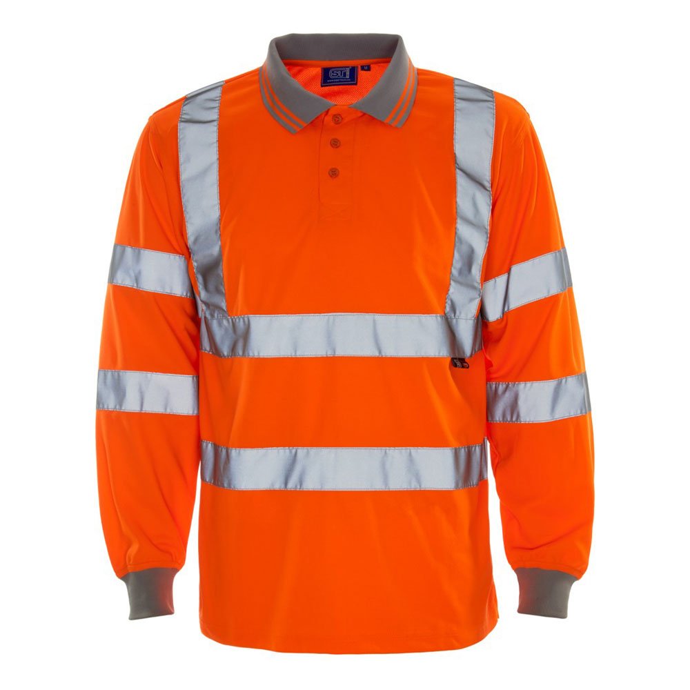 Supertouch 35E85 Long Sleeved Hi Vis Polo Shirt, XX-Large, Orange