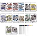 Shappy 14 Colors Sewing Pins 1400 Pieces Glass Head Quilting Pins for Dressmaker Jewelry Components Flower Decoration with 7 Plastic Containers, 2 Size (38 mm, 32 mm)