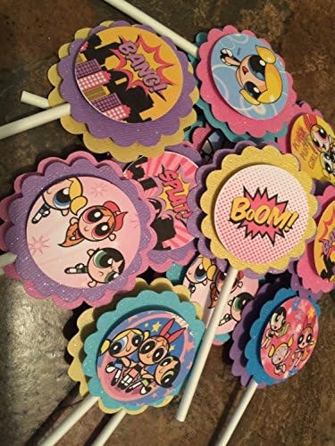 New...Powerpuff GIRLS Party Superhero Cupcake Toppers