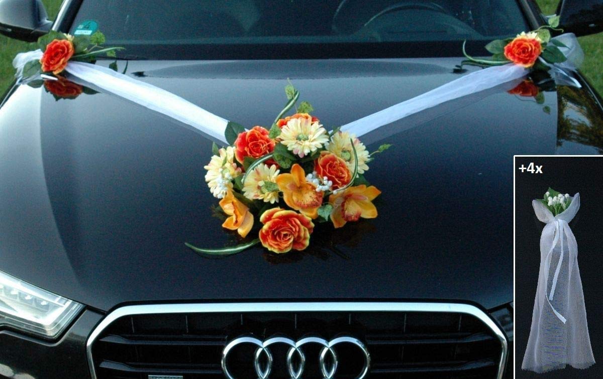 Car Decoration Lace Bouquet Car Jewellery Bride Couple Rose Decoration Wedding Car Wedding Decoration Car (SS GER Tee)