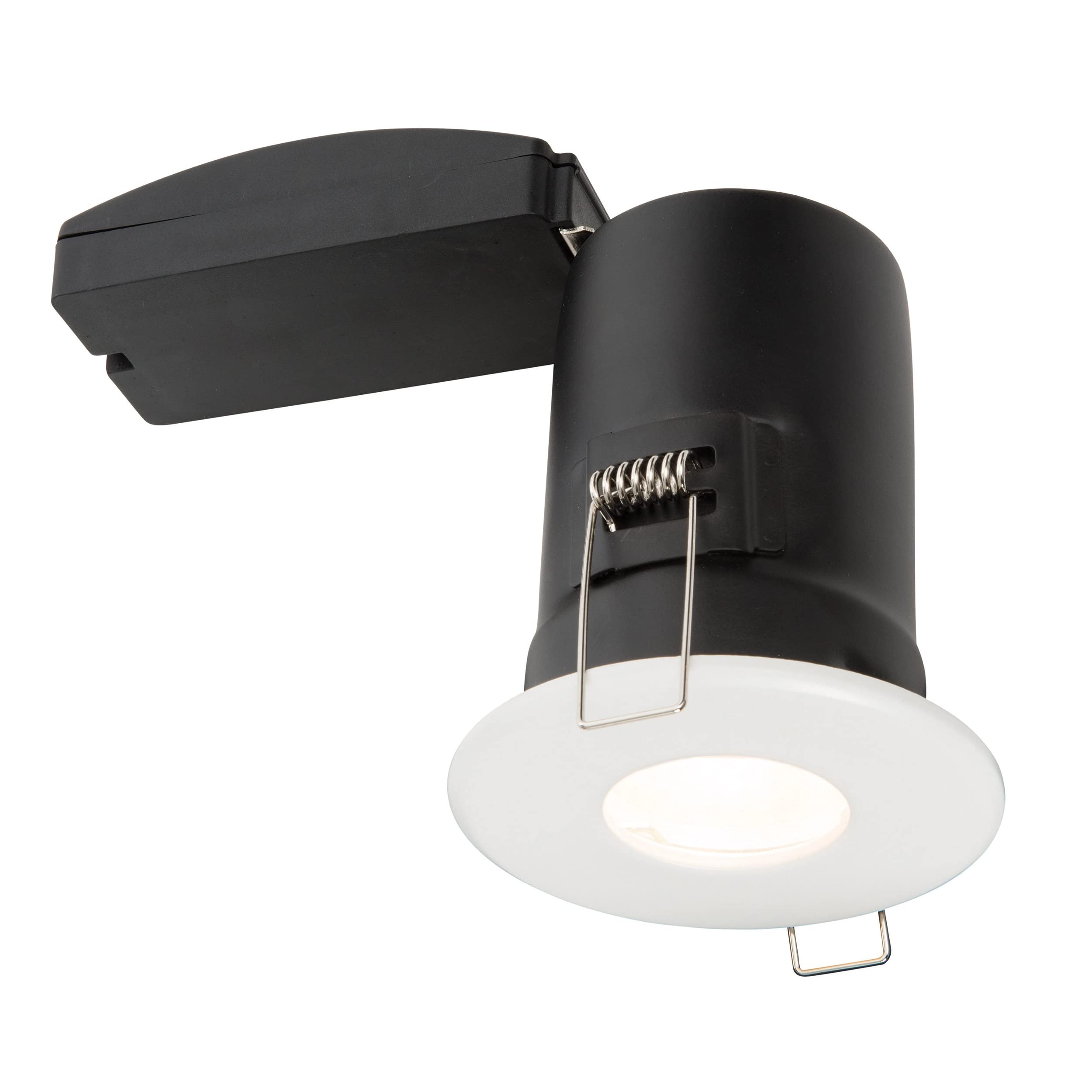 Saxby 61061 50W shieldPLUS MV IP65 Recessed Fixed Fire Rated Downlight GU10 Ceiling Spotlight - Matt White