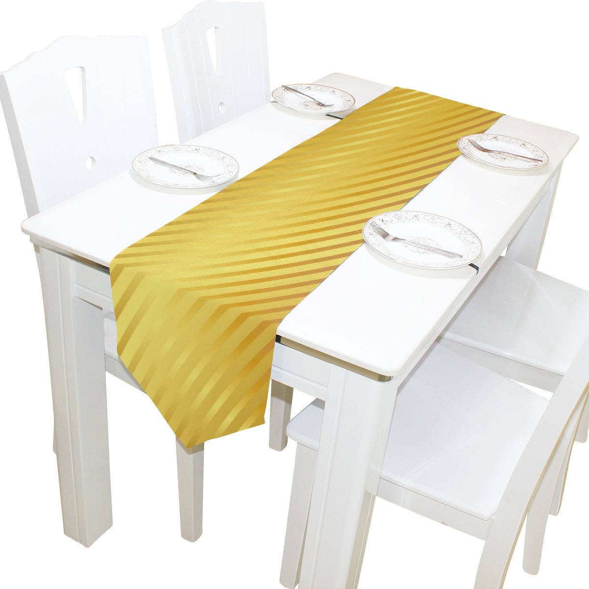 Amazoncom ALAZA Table Runner Home Decor Hipster Golden Stripes