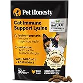 Cat Immune Support Lysine – Allergy Relief & Immune Health Supplement for Cats with L-Lysine, Colostrum, Quercetin & Omega-3 – Soothes Sneezing, Runny Nose & Itchy Skin Chicken, (30-Day Supply)