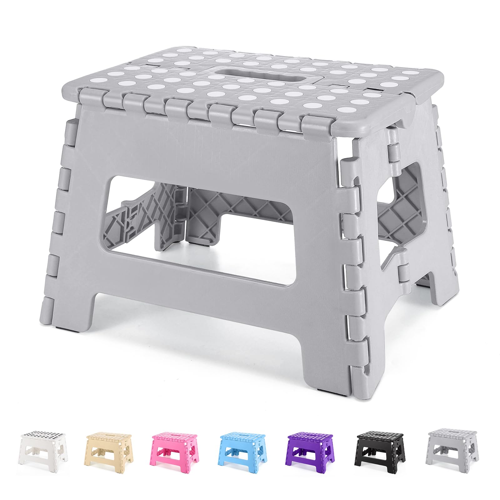Photo 1 of Dyforce 9" Folding Step Stool for Kids and Adults, Collapsible Light-Weight Foot Stools Foldable for Toddler, Kitchen, Bathroom, 300 lb Capacity (Grey)