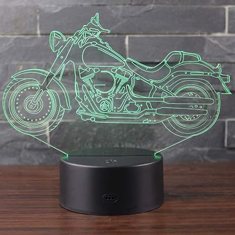 Wangzj Vintage Motorcycle Night Light 3D Illusion/Remote 7 Color ...