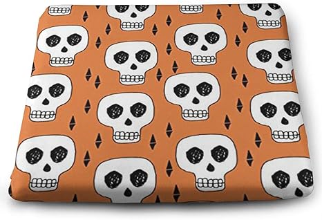 Amazon Koptza スカル オレンジ 不気味 怖い クッキー 10月 正方形 椅子パッド クッション ナチュラル 家庭 オフィス ダイニングチェア 屋内 屋外 シート チェアパッド ソファカバー マルチカバー オンライン通販