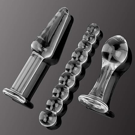 Amazon アナルプラグ アナル ディルドビーズ お尻 刺激 ガラス クリスタル プロステイト マッサージャー お尻 プラグ セックス トイ レディース メンズ 3個セット T Fans アダルトグッズ