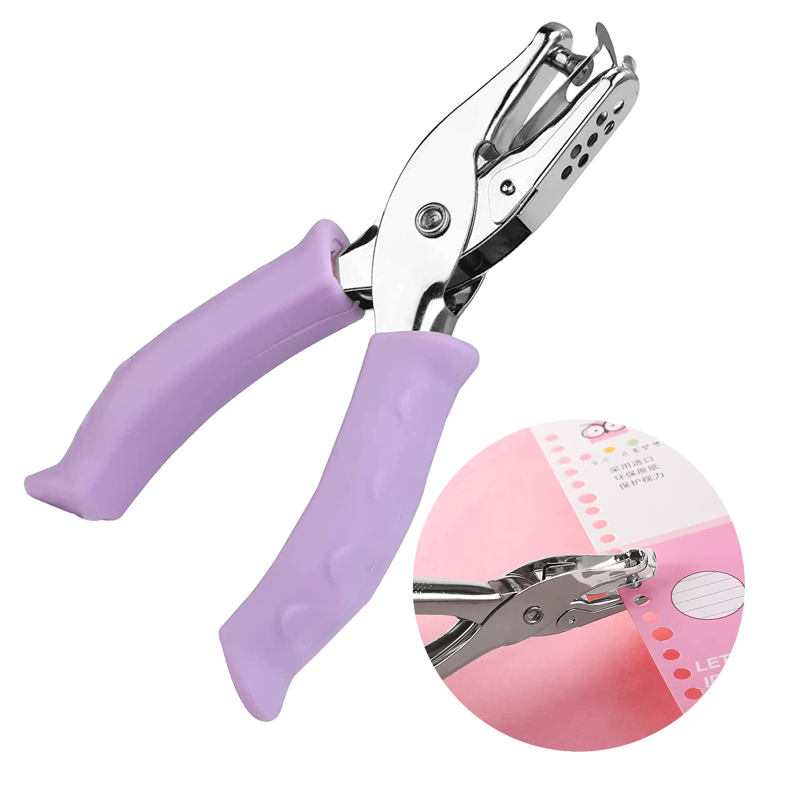 1Pcs 6mm Single Hole Punch Lavender Small Hole Punch for Children to DIY Dandmade and Arrange Work Files Notebooks Gift Packaging Paper Invoices Greeting Cards Gift Tags and Clipboards