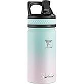 Fanhaw 14 Oz Kids Insulated Water Bottle with Straw Lid – Stainless Steel Double Wall Vacuum, Leak-Proof, BPA-Free Water Bottles for School Boys & Girls(Green Pink)
