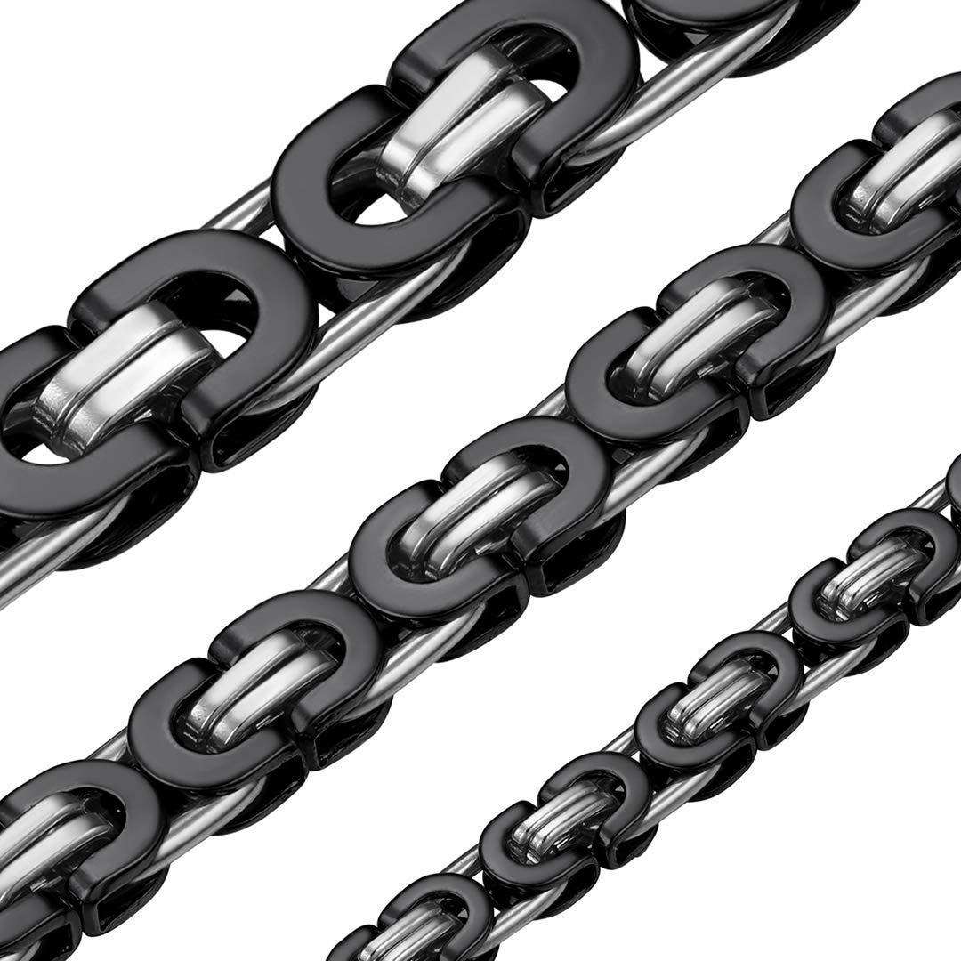 Black Silver Chain for Men Bikers Necklace Rapper Chain