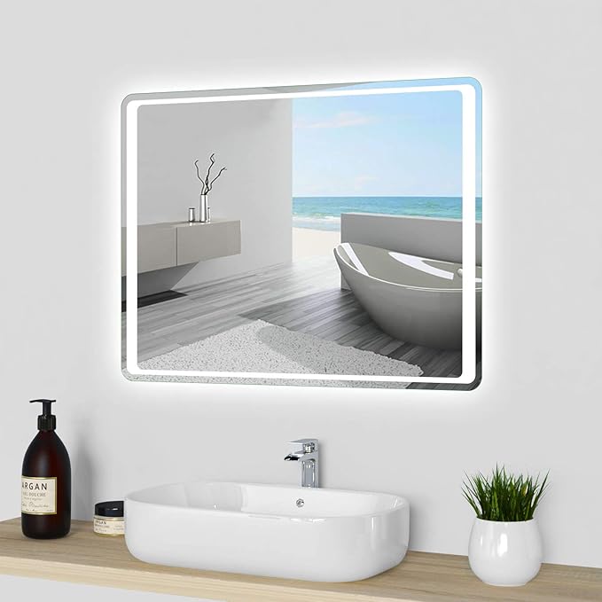 800x600 Heated Bathroom Mirror with Sensor Lights,Wall Mounted,IP44
