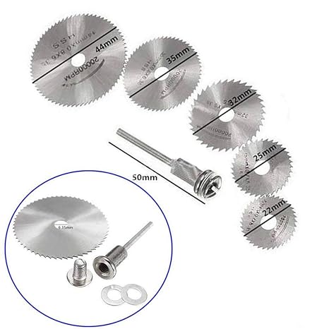 ROK HSS Mini Circular Saw (Disc) Blades, 6pcs Set for Dremel Rotary Cutting Tool