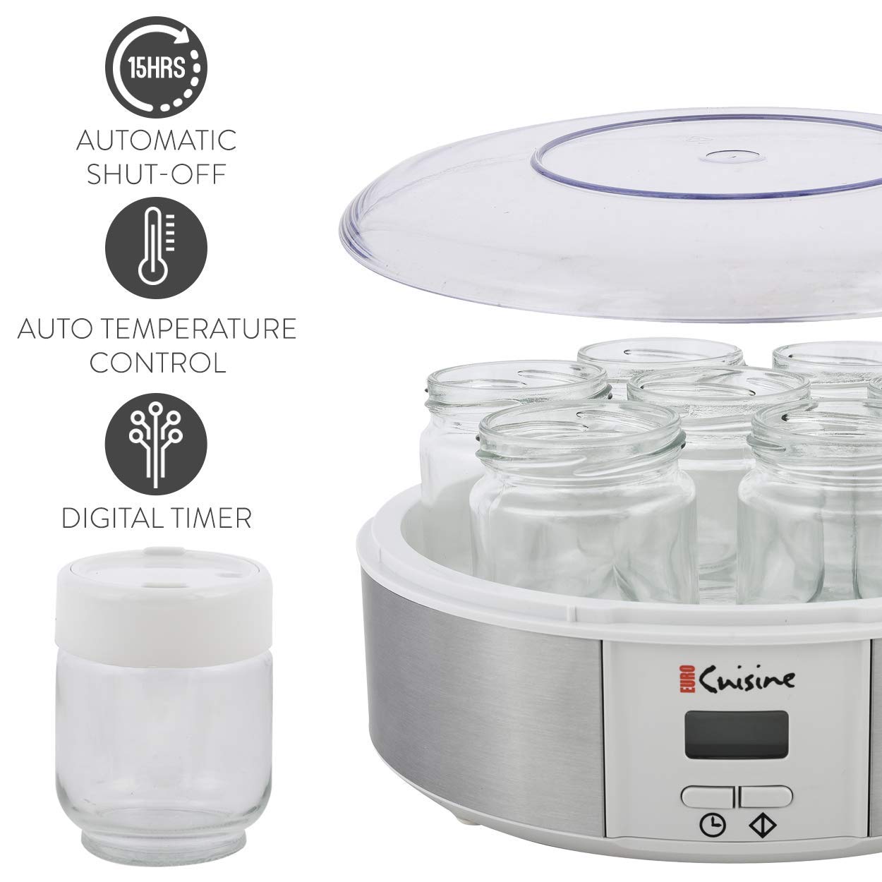 Euro Cuisine Yogurt Maker YMX650 Automatic Digital Yogurt Maker