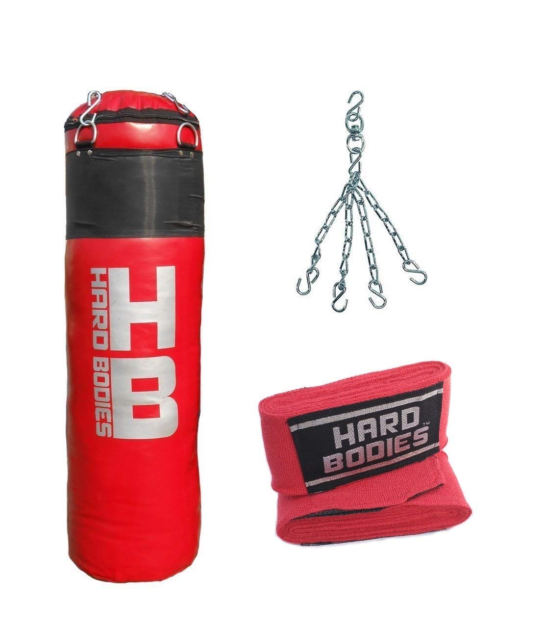 Buy Hard Bodies 5 Feet Synthetic Leather Punching Bag RED UNFILLED
