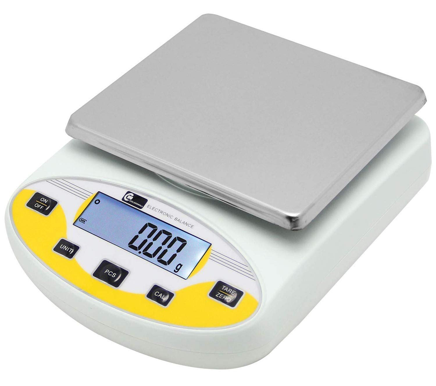CGOLDENWALL Lab Digital 0.01g Precision Analytical Balance Lab Scale Precision Scale Laboratory Weighing Electronic Balance Jewelry Scales Gold Balance Kitchen Scales Yellow Calibrated (3000g)