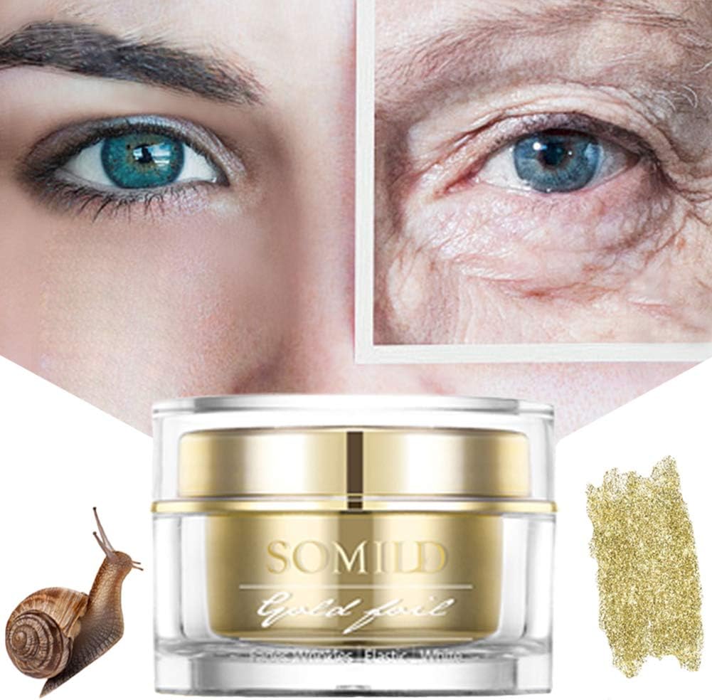 Onkessy Gold Foil Snail Cream Moisturizing Smooth Fine Lines Anti-Wrinkles Firming Skin Day and Night Face Moisturizer with Snail Mucin Extract Anti-Aging Facial Cream