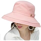 SOMALER Womens Cotton Wide Brim Sun Hats UPF50+ UV Packable Beach Hat Summer Bucket Cap for Travel