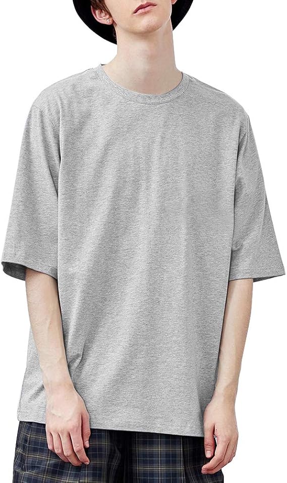 Amazon J Moose カットソー Tシャツ メンズ 無地 5分袖 半袖 綿100 ロンt ドルマン ビッグ クルーネック 丸首 ゆったり シルエット Tシャツ カットソー 通販