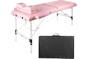 Masajeo Portable Lash Bed for Lash Extensions Massage Table with Eyelash Pillow Esthetician Bed Spa Table Spa Bed Height Adjustable Waterproof Aluminum Frame (Pink)