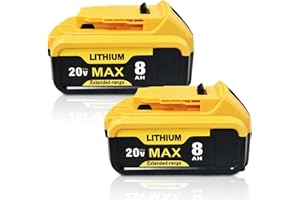 ovevevovel 2-Pack 8000mAh Replacement for Dewalt 20V MAX Battery - Compatible with DCB200 DCB206 DCB207 DCB201 and Cordless Tools, High Capacity & Long-Lasting Power