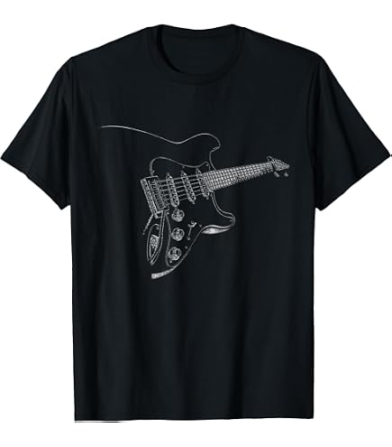 Amazon.com: Fender Stratocaster Diagram Boxes Guitar T-Shirt