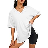 ATHMILE Oversized Tshirts for Women Summer 2026 V Neck Casual Workout Plus Size Tops Spring Fashion Cute Basic Trendy Outfits