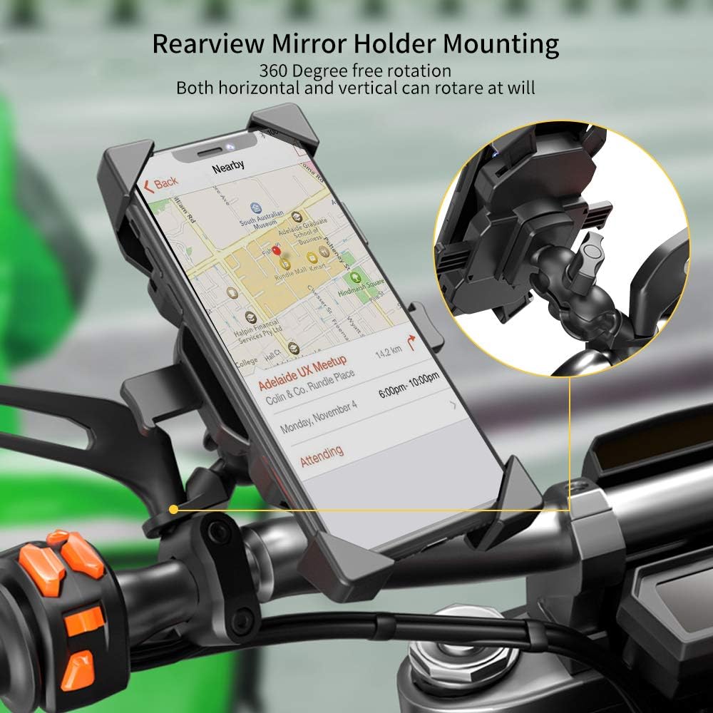 Extractme Anti Shake Bike Phone Mount, 360° Rotation Bicycle & Motorcycle Phone Mount Holder, Universal Motorcycle Cell Phone Holder for Any Smartphone GPS Etc Devices Between 4.0 and 6.5 inches: Automotive