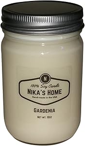 Nika's Home Gardenia Soy Candle - 12oz Mason Jar