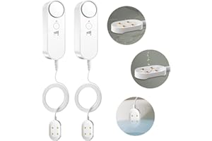 Daytech 3in1 Water Alarm for Basements with 6.5ft Detection Cable Water Sensor for Bathroom Water Leak Detectors for Home RV Kitchen Sump Pump Alarm for Water Heater Washing Machine Sink (2 Pack)