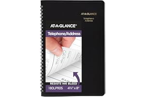 AT-A-GLANCE Telephone Address Book, Large Print, 500 Entries, 4-3/4" x 8", Black (80LP1105)