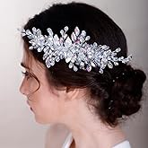 BERYUAN AB Color Leaf Crystal Bridal Headpiece with Hair Accessories for Women and Girls - Hair Comb with Crystals