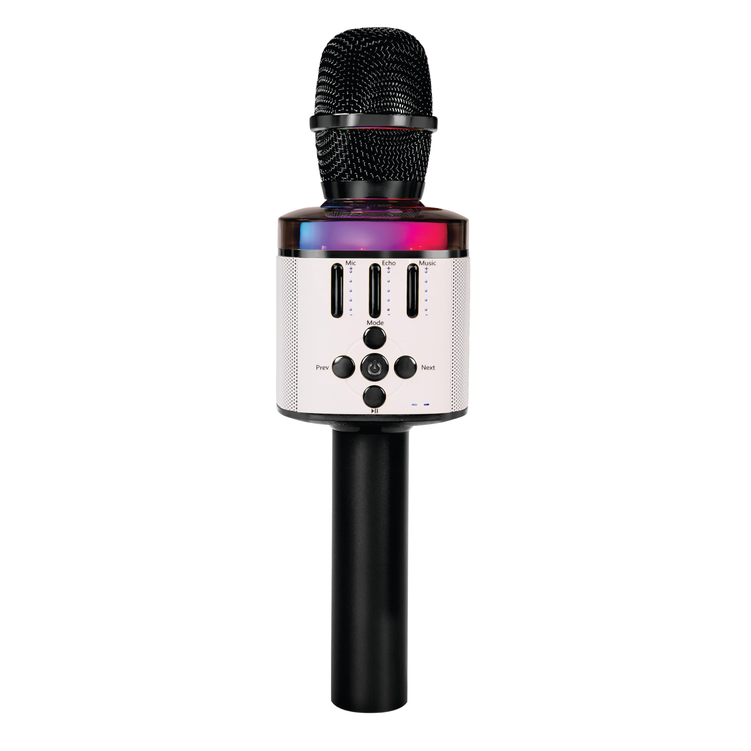 EASY KARAOKE Wireless Microphone, Handheld Bluetooth Mic, Built-in Speaker, LED Lights, Echo and Voice Changer, Karaoke Machine compatible with PC, Mac, iPhone and Android - Black