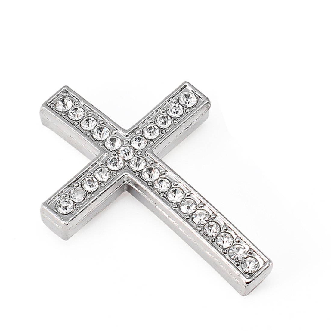 RUBYCA 20pcs Cross Sideway Metal Connector Bead DIY Shamballa Bracelet Silver Color White Clear Crystal Inlay