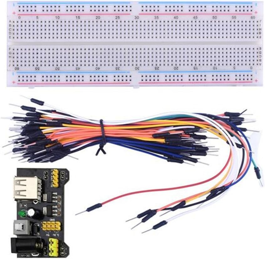 Breadboard Prototyping Starter Kit with Power Supply Module and Jumper Wire for Arduino DIY Projects Programming.