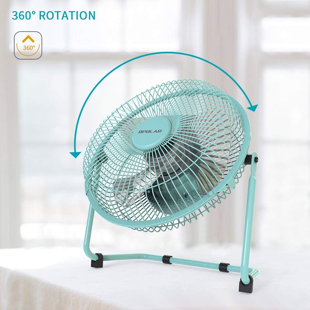 OPOLAR Battery Operated and USB Powered Rechargeable Desk Fan with Two Batteries, 9 Inch Metal Frame, Enhanced Airflow, Lower Noise, Two Speeds, Personal Cooling Fan for Home & Office: Home & Kitchen