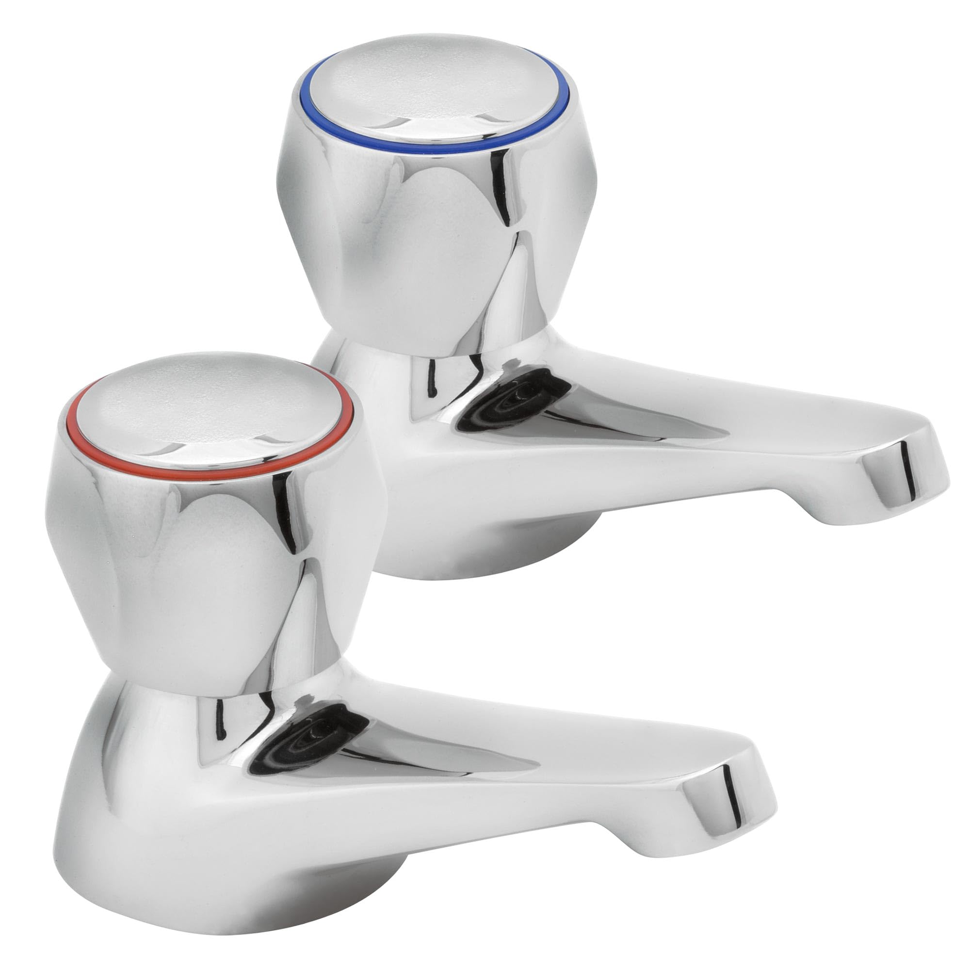 Deva Profile DCM102 Bath Taps with Chrome Finish Hot & Cold Round Handles-Replacement Commercial Pair Bathroom Bathtub Filler Ensuite Brass Faucets-12 Year Warranty, Set of 2 Pieces