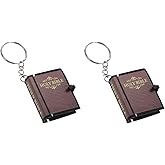 LUOZZY 16 pcs Bible Keychain Miniature Bible Book Keyring Small Bible Pendant Key Rings Christian Religious Gifts for Church Souvenir