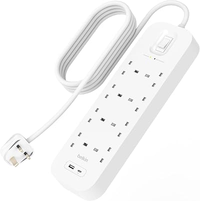 Belkin 8-Outlet Surge Protector Power Strip Wall Mount 900J USB PD