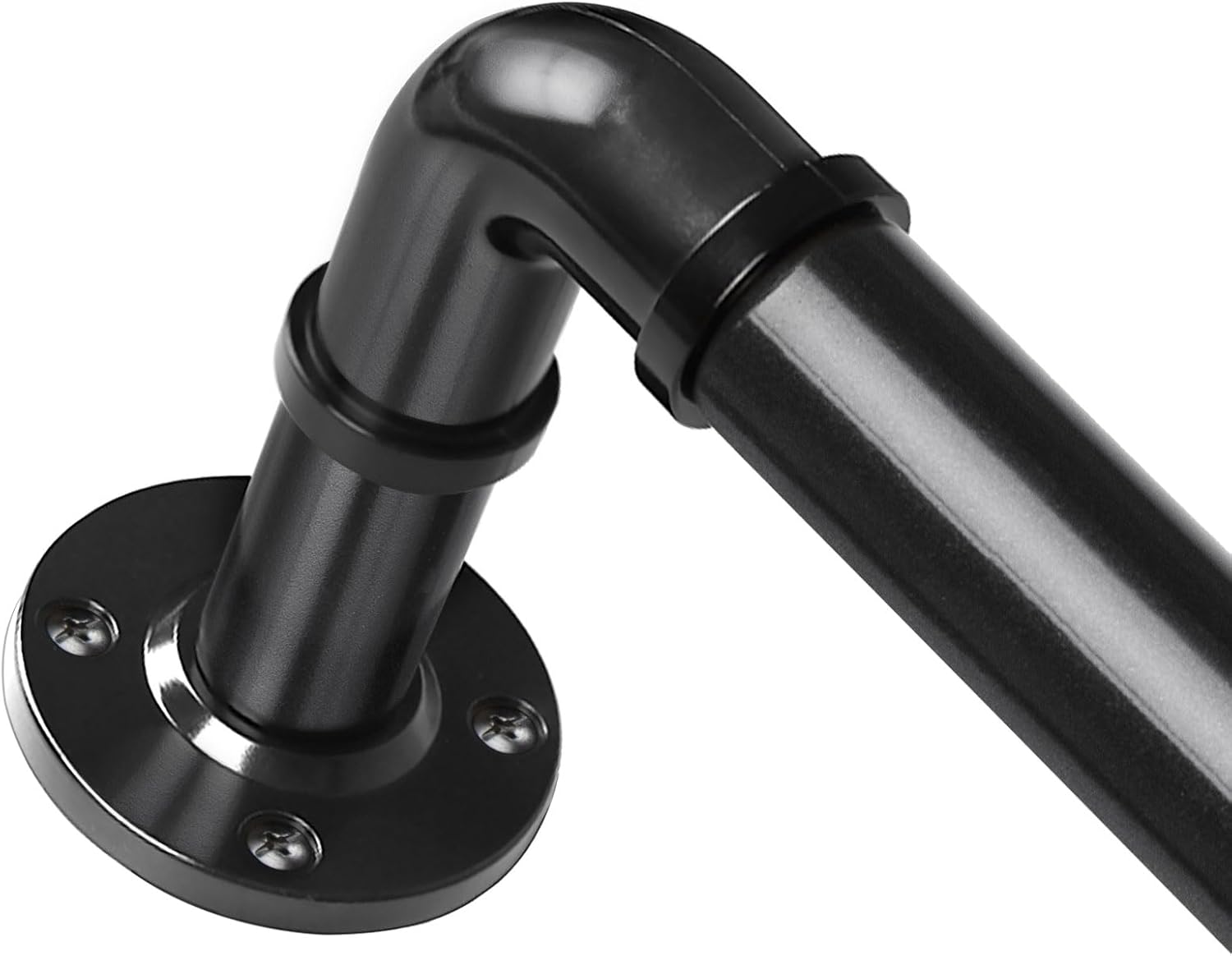 Window Treatment Hardware - HOTOZON 1 Inch Industrial Curtain Rod 32 to 58 Inch, Blackout Wrap Around Splicing Window Curtain Rods, Black