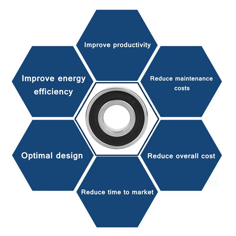 Yanmis Ball Bearing,10Pcs 17x47x14mm 6204-2RS High Speed Double-Sided Seal Deep Groove Raceway Bearing Material:Bearing Steel Inner/Outer Diameter Approx 0.8in/1.9in - Image 4