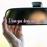 Matwsec 6 Pcs 3 Colors I Love You Drive Safe Mirror Sticker, Cute Car Stickers, Rearview Mirror Decal, Automotive Decals, Car Decor for Women Men Gifts, Stocking Stuffers (Black, White, Pink)